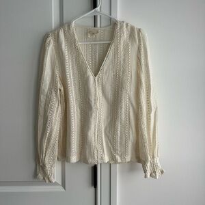 Easy Clothes Ecru Crochet Arlene Blouse